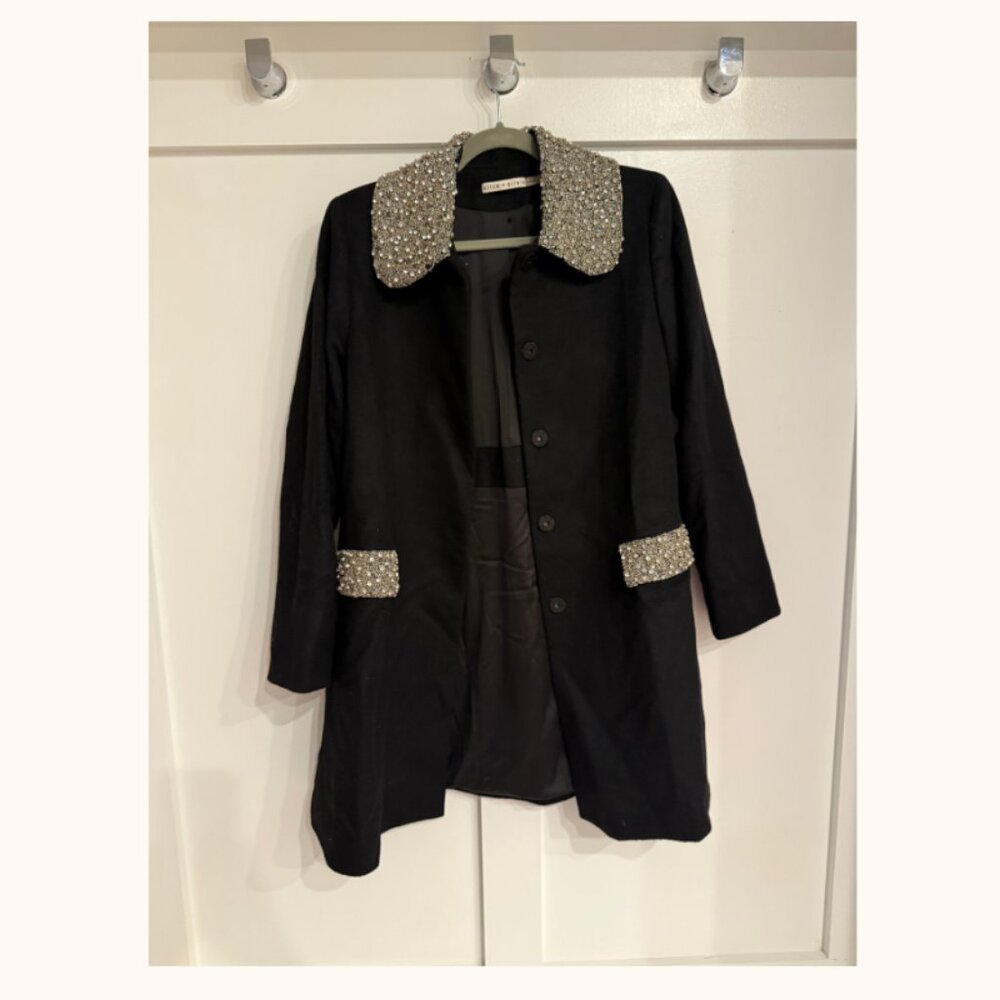 Alice + Olivia Iris sequin-embellished wool blend coat - Size L